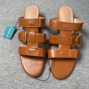 Aerosoles Women’s Cognac Faux Leather Ankle Strap Sandal - 8.5 NEW